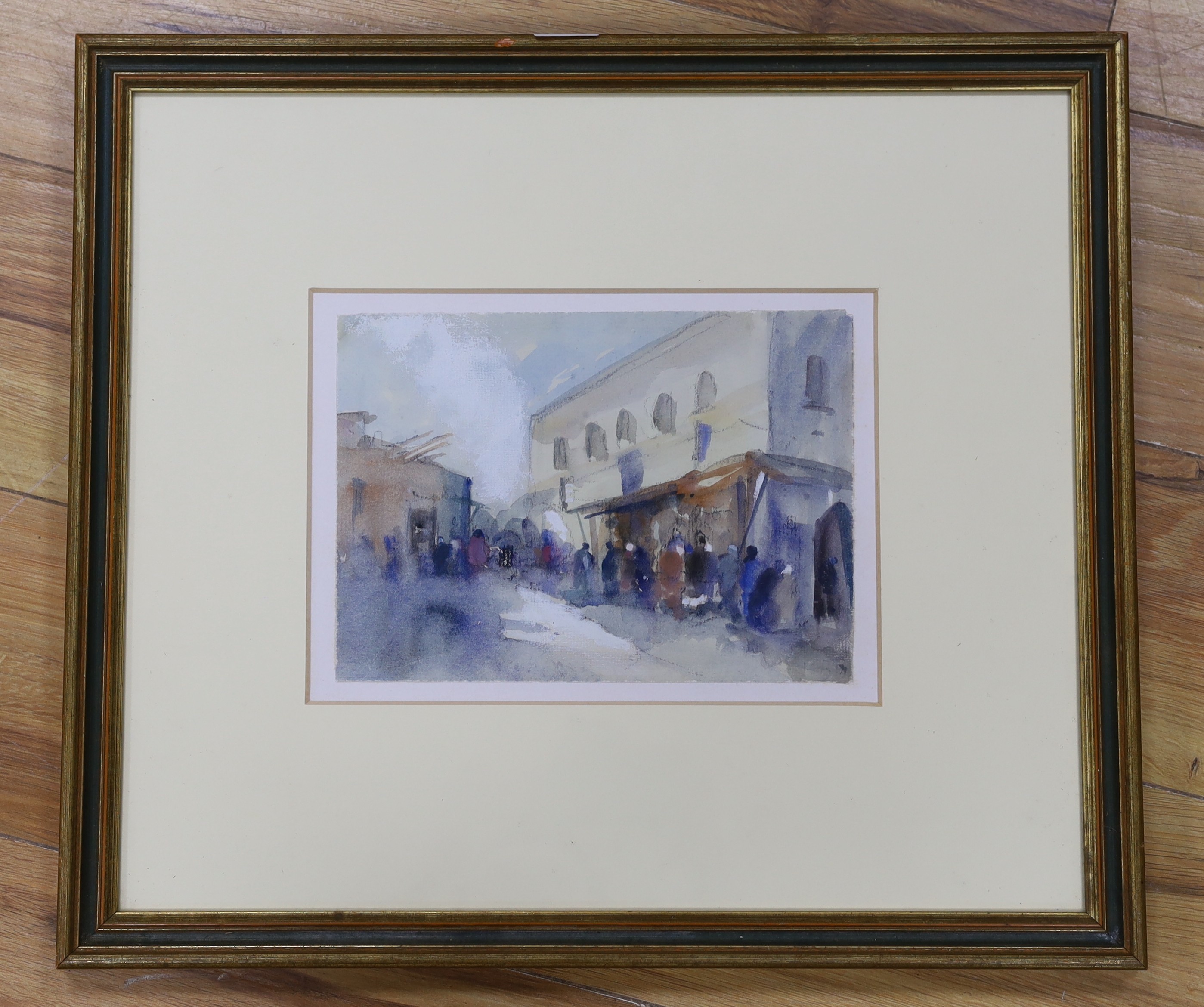 Manner of Hercules Brabazon Brabazon, watercolour, North African street scene, 17.5 x 24cm